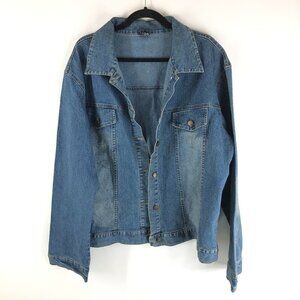 Katia Jeans Mens Denim Jacket Vintage Retro Trucker Fading Medium Wash US XL